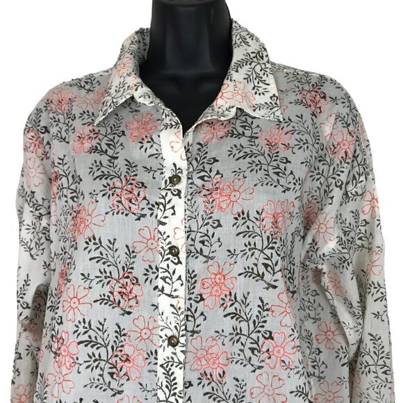 Anthropologie Floral Pattern With Embroidery Button Down Shirt Size S - Picture 3 of 7